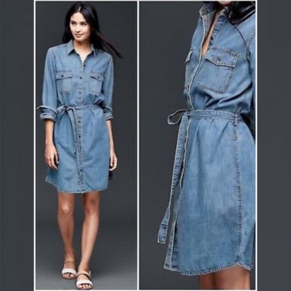 Gap Jean/Shirt Dress Small Blue Casual Button-Up Above Knee - Picture 1 of 5
